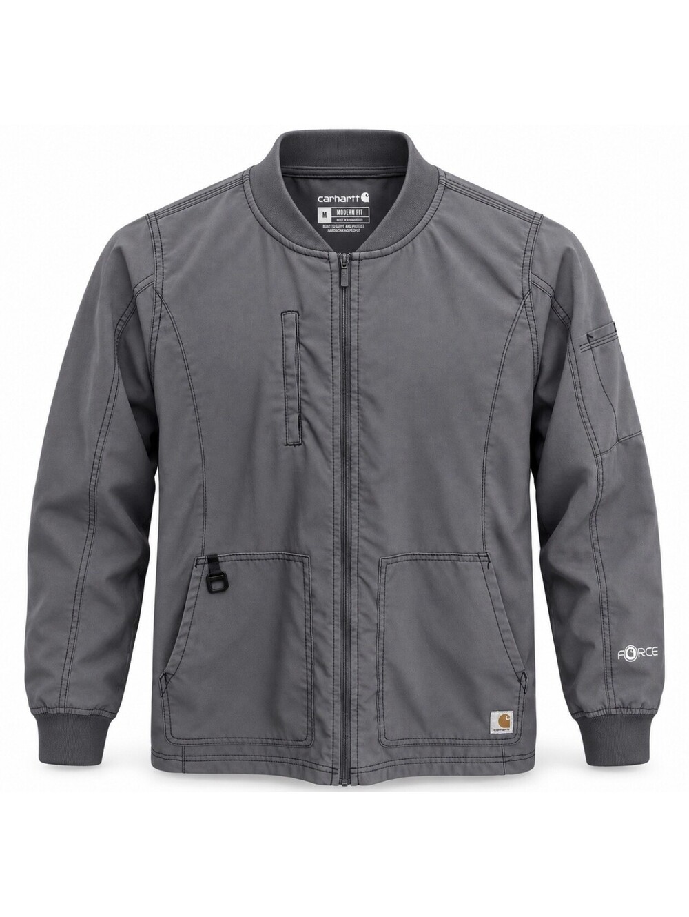 Carhartt Rugged Flex Men’s Medium Gray Bonded Fleece Jacket Modern Fit Full Zip